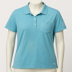 Lilly Pulitzer Women's XL Pima‎ Cotton Polo Shirt Aqua Honda Classic Logo